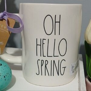 Rae Dunn Double-Sided 'OH HELLO SPRING' Mug with Bunny Accents NWT